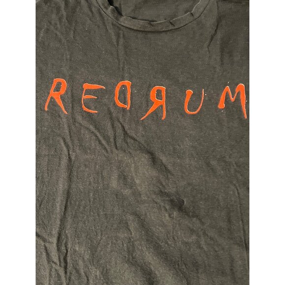Vintage REDRUM Front Graphic T Shirt Black Red Spellout Port & Co Estate Sz L - Picture 2 of 4